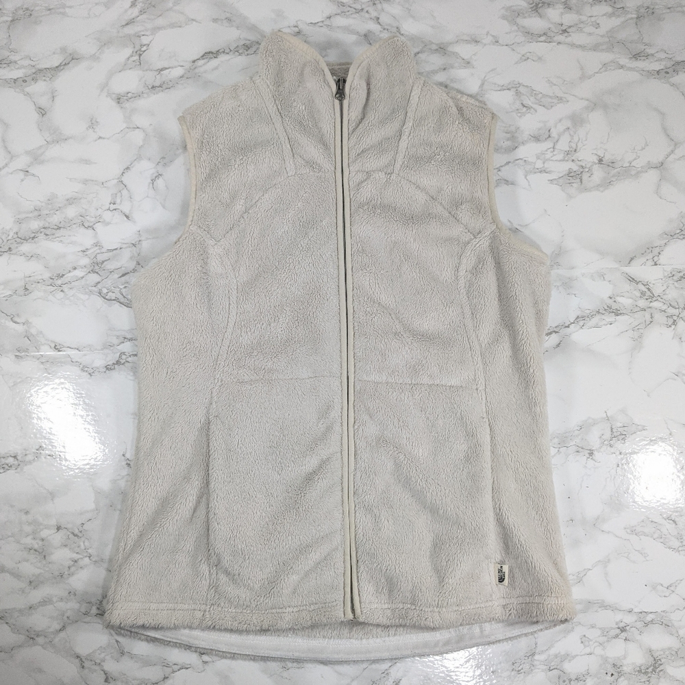North Face Cream Fleece Zip Up Vest Size Small